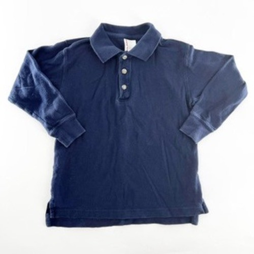 Hanna Andersson Navy Blue Long Sleeve Polo Shirt Kids Size 5T Cotton Casual Top - Picture 2 of 4